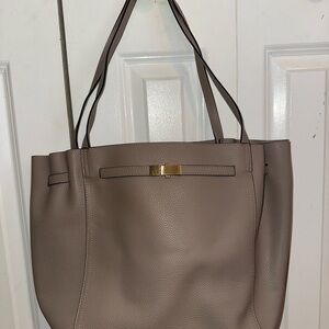 H&M Taupe Tote Bag with Gold Accent